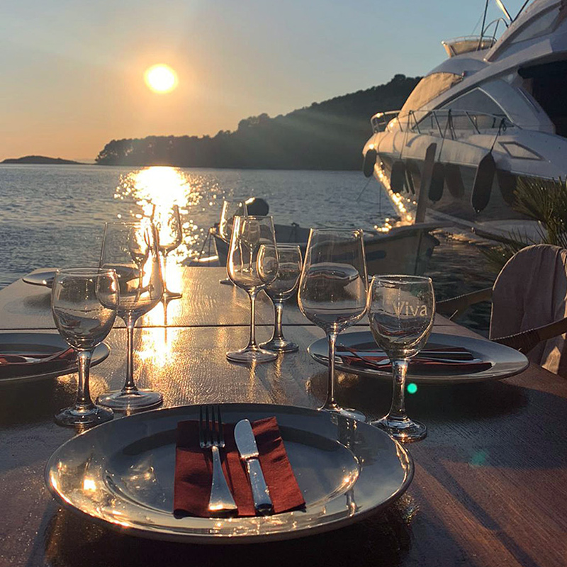 Dinner table in sunset